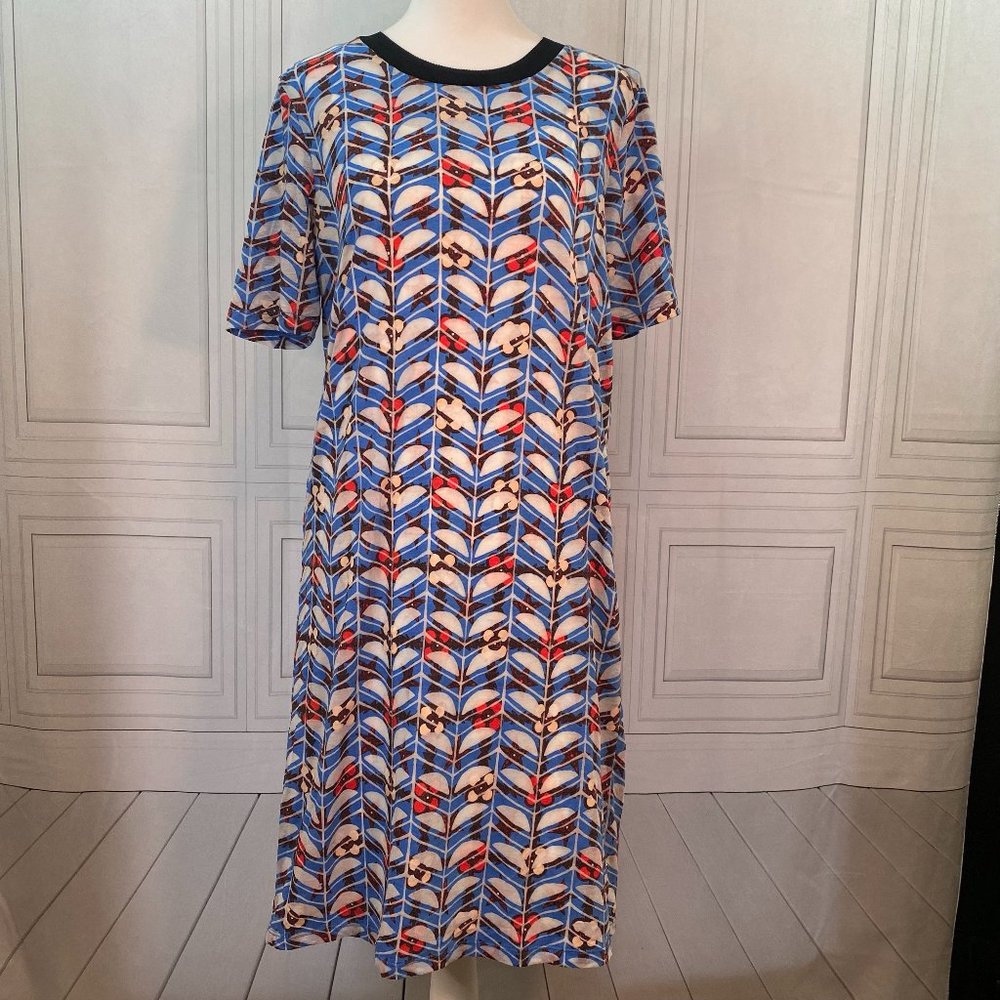 Scotch & Soda Blue Printed Burn-Out Crew Neck T-Shirt Dress Size Medium